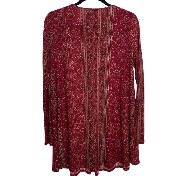 Show Me your Mumu Bryce Hutton Stripe Maroon Paisley Short Dress Womans Large - Picture 4 of 10